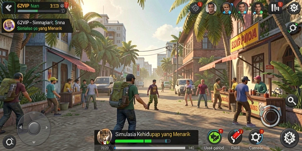 Tampilan gameplay 62VIP dengan karakter dan lingkungan yang interaktif.