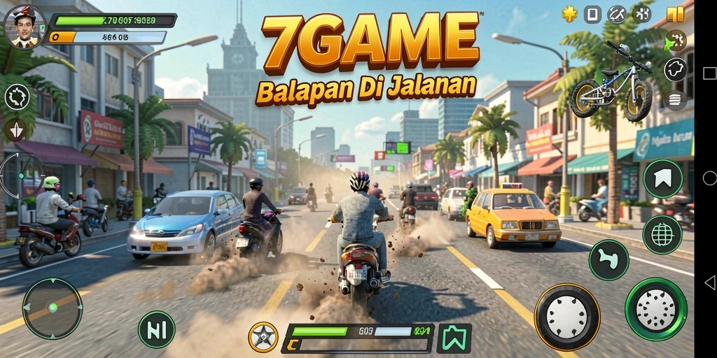 Gameplay seru di 7GAME dengan mobil dan trek yang menantang.