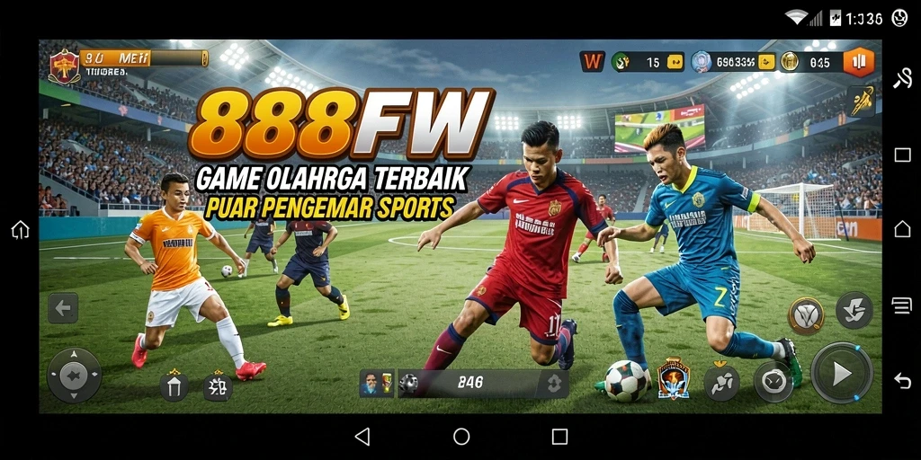 Screenshot utama 888FW menampilkan aksi seru pertandingan olahraga.