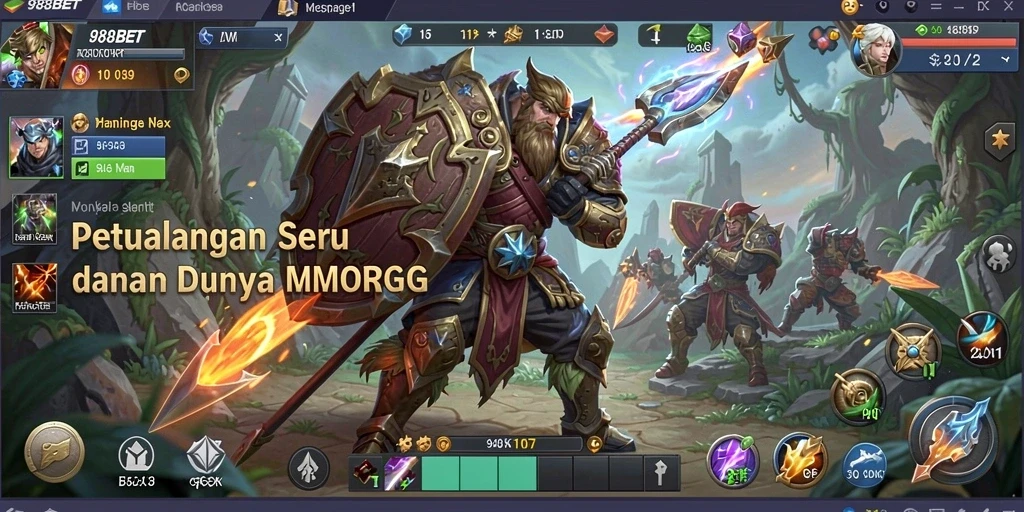 Screenshot gameplay <strong>988BET</strong> menampilkan aksi pertempuran yang intens di dunia MMORPG.