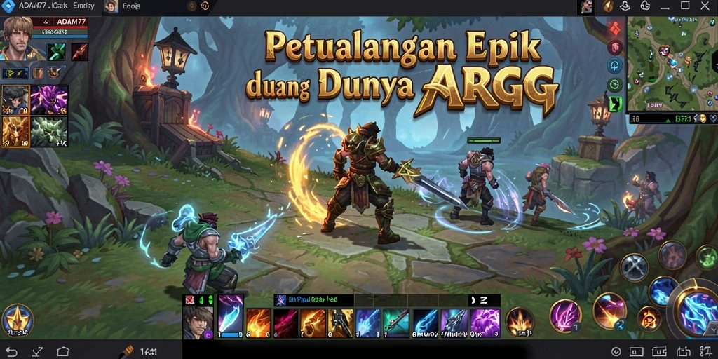 Tampilan gameplay menegangkan dalam petualangan ARPG ADAM77.