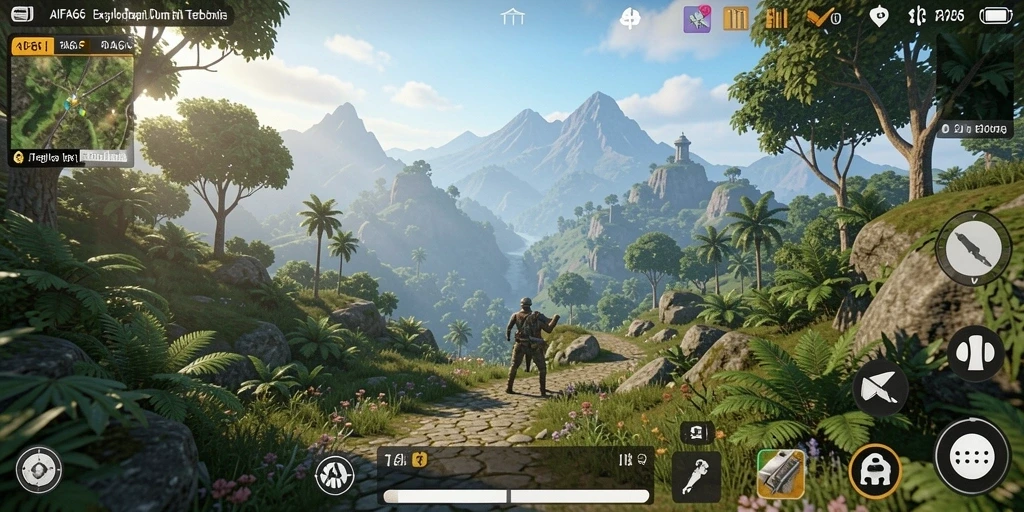 Tangkapan layar gameplay AIFA66 dengan dunia terbuka yang luas.