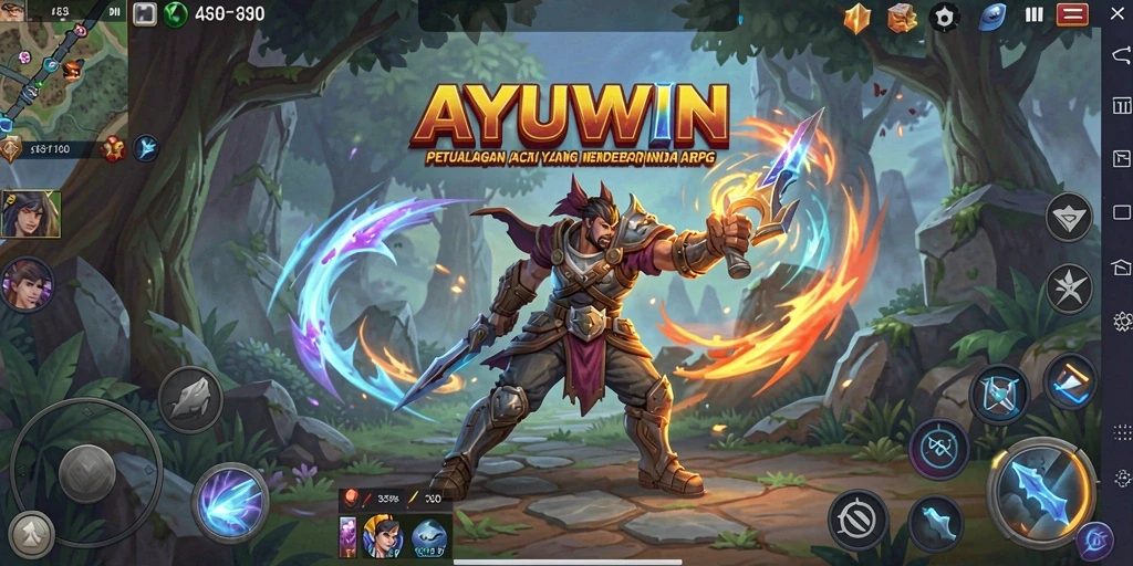 Tampilan gameplay ARPG AYUWIN yang penuh aksi dan petualangan.