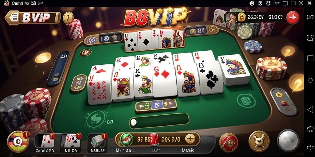 Tampilan gameplay Domino yang menarik dan interaktif di B8VIP.