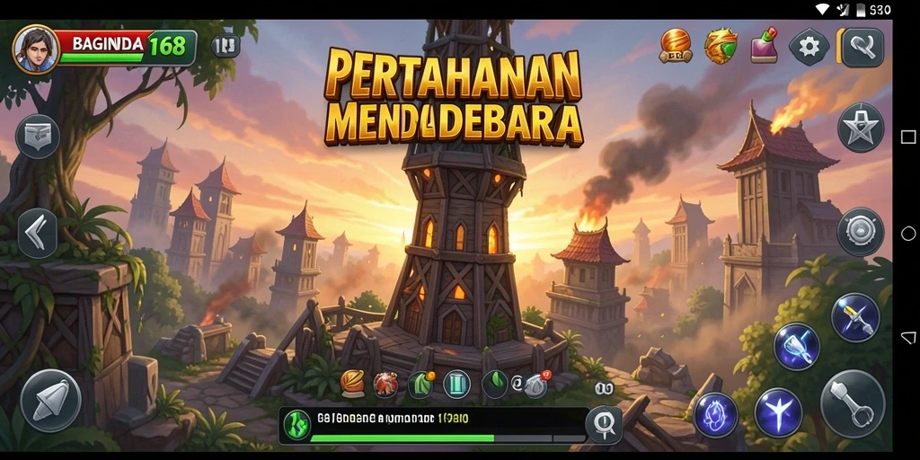 Tampilan gameplay yang mendebarkan dari BAGINDA168 Tower Defense.