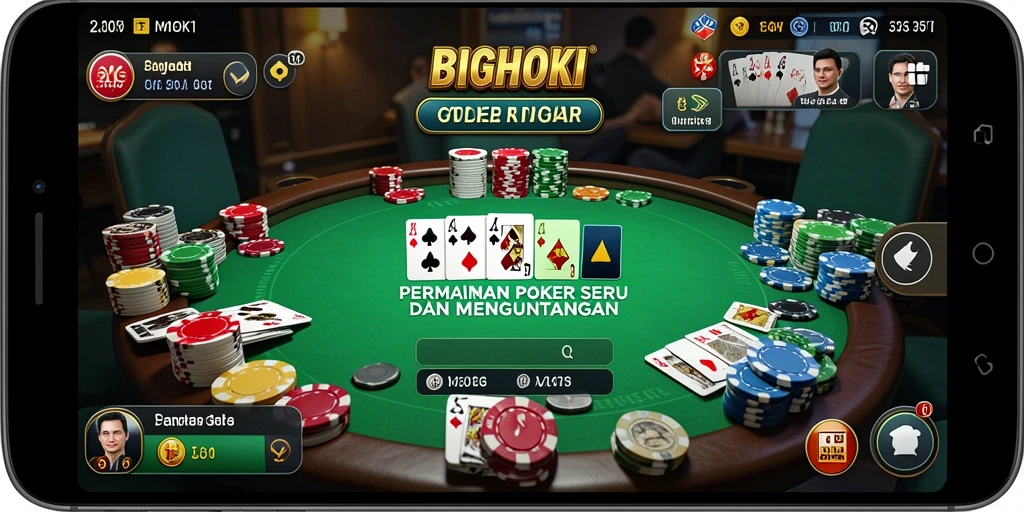 Tampilan gameplay mendebarkan di BIGHOKI untuk Poker.