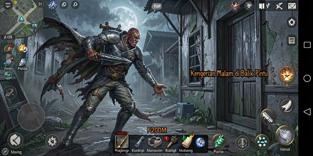 Tampilan gameplay menegangkan di F200M dengan suasana Horror yang mencekam.
