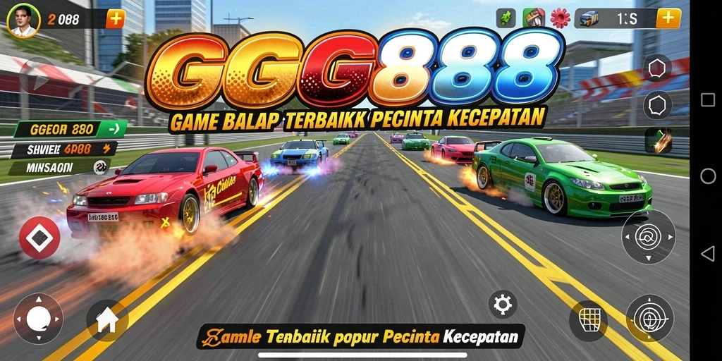 Screenshot GGG888 menampilkan aksi balap yang cepat dan mendebarkan.