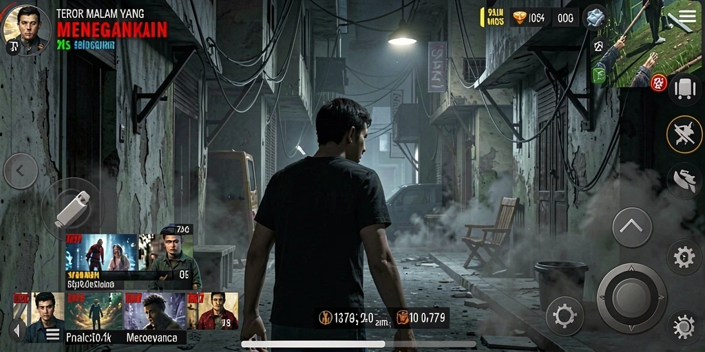 Tangkapan layar gameplay menegangkan dari HARAPJP yang penuh dengan elemen horor.