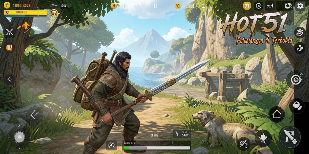 Tampilan gameplay <strong>HOT51</strong> yang menampilkan petualangan epik di dunia terbuka.