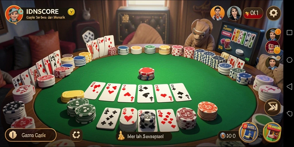 Gameplay seru Gaple di IDNSCORE dengan interaksi pemain.