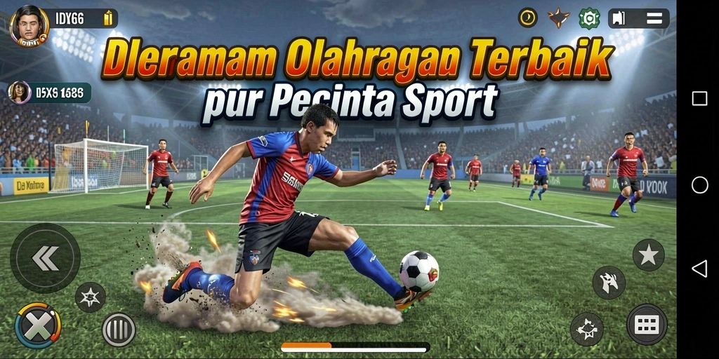 Screenshot gameplay IDX66 menunjukkan aksi olahraga seru dan interaksi pengguna.