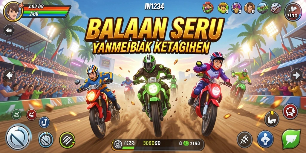 Gameplay seru di IN1234 dengan mobil balap tercepat.