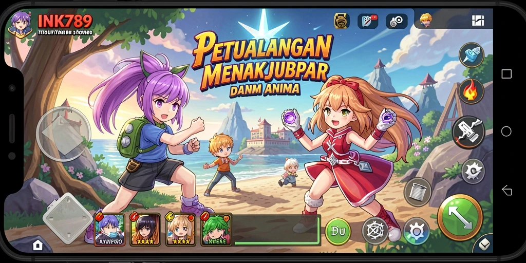 Screenshot gameplay menampilkan petualangan anime yang mengasyikkan.