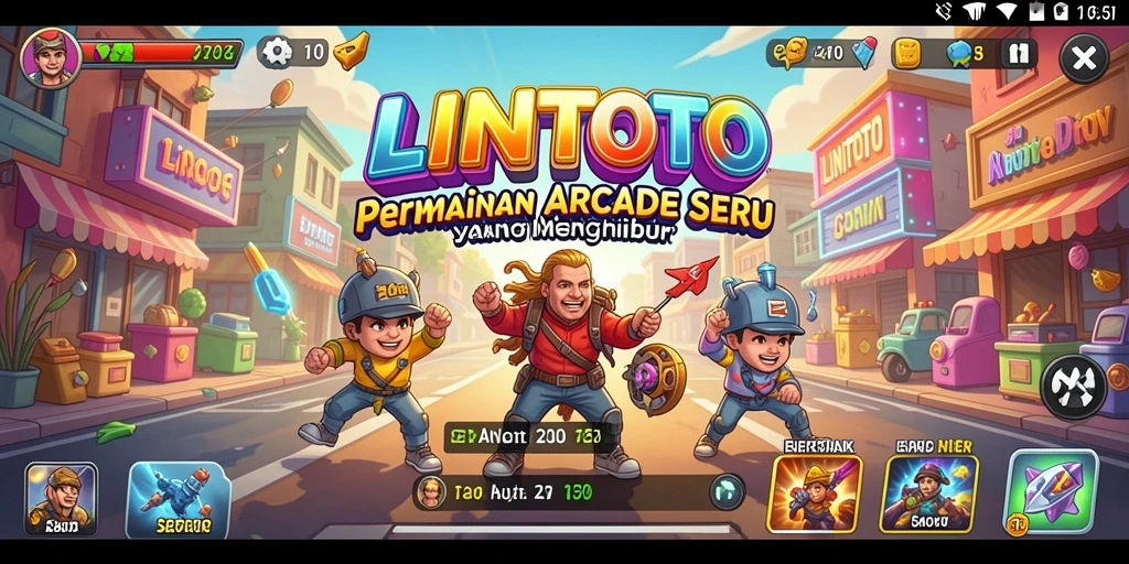 Tampilan gameplay LINITOTO yang penuh warna dan dinamis.