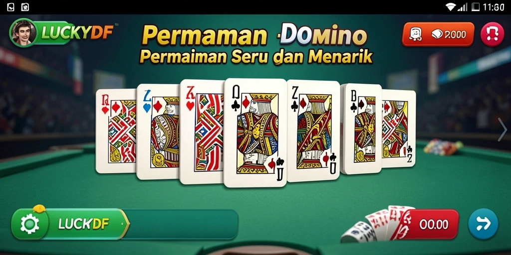 Screenshot tampilan gameplay seru LUCKYDF dalam permainan Domino.