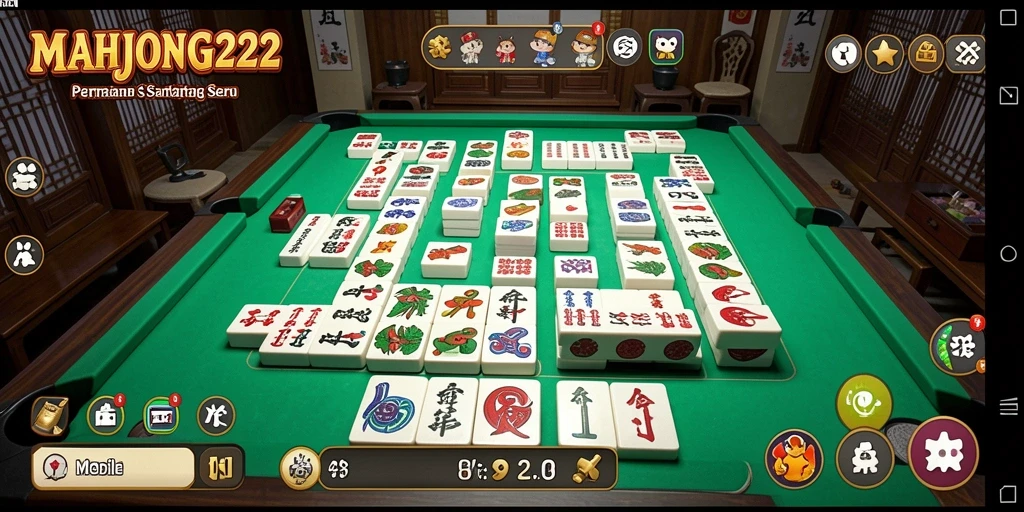 Tangkapan layar gameplay MAHJONG222 menampilkan suasana santai dan menarik.