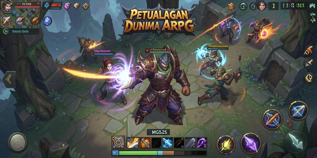 Tangkapan layar gameplay MG525 menampilkan pertarungan ARPG yang mendebarkan.