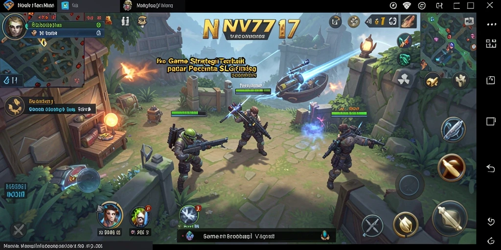 Screenshot utama NV77 menampilkan pertempuran strategi yang mendebarkan.