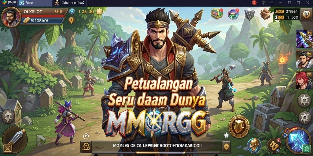 Screenshot utama OLXSLOT menampilkan gameplay seru dalam pertempuran MMORPG.