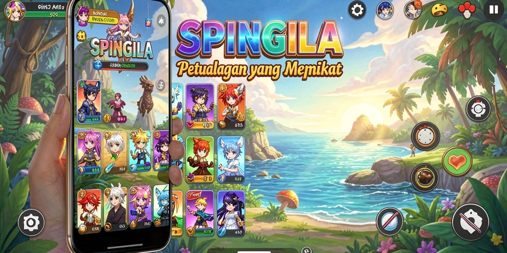 Tampilan gameplay SPINGILA yang menakjubkan dengan karakter Anime.